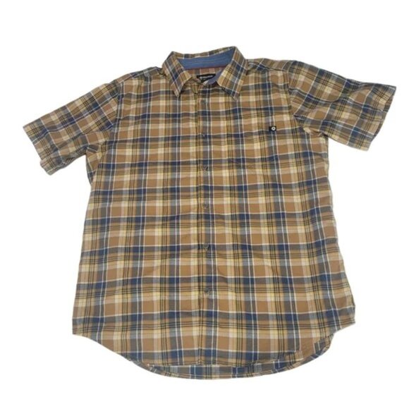 Marmot Men's Size Large Plaid Short-sleeve Performance Woven Shirt Brown & Blue - Picture 7 of 9
